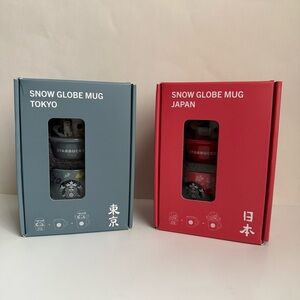NIB Starbucks Snow Globe Mug Tokyo and Japan Exclusive Set of 2